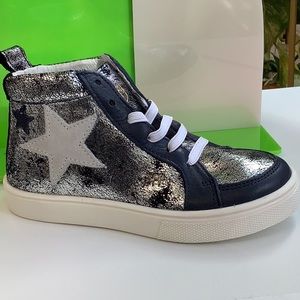 Navy and silver high top shoes